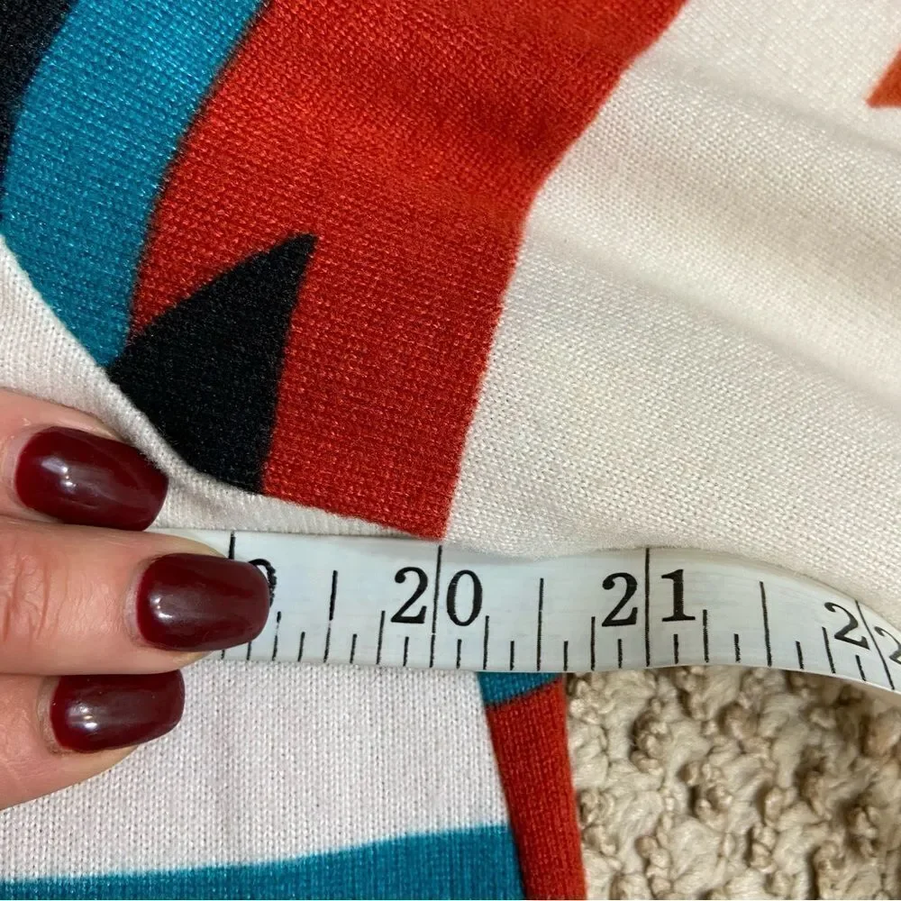 Ladies One Eleven‎ North Brand Aztec Print Long Duster Open Front Sweater Medium